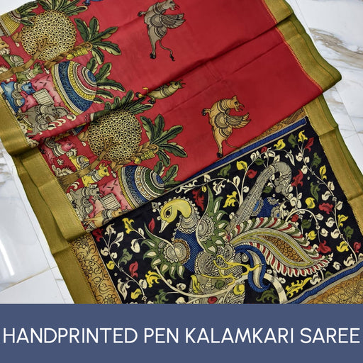 Hand-painted Pen Kalamkari Sarees