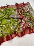 Beautiful Mul Silk Kalamkari Saree With Blouse