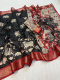 Beautiful Mul Silk Kalamkari Saree With Blouse