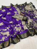 Beautiful Mul Silk Kalamkari Saree With Blouse