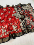 Beautiful Mul Silk Kalamkari Saree With Blouse