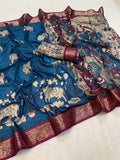 Beautiful Mul Silk Kalamkari Saree With Blouse
