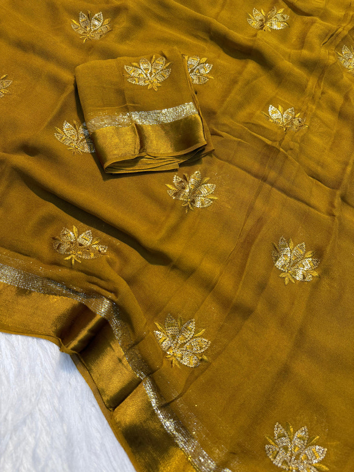 Beautiful Pure Chiffon With Embroidery Saree