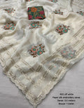 Beautiful Pure Crush Chinnon Embroidery Saree With Blouse