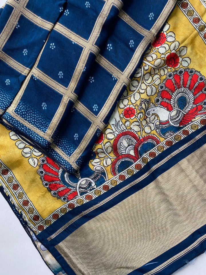 Pure Viscose Saree With Kalamkari Pallu
