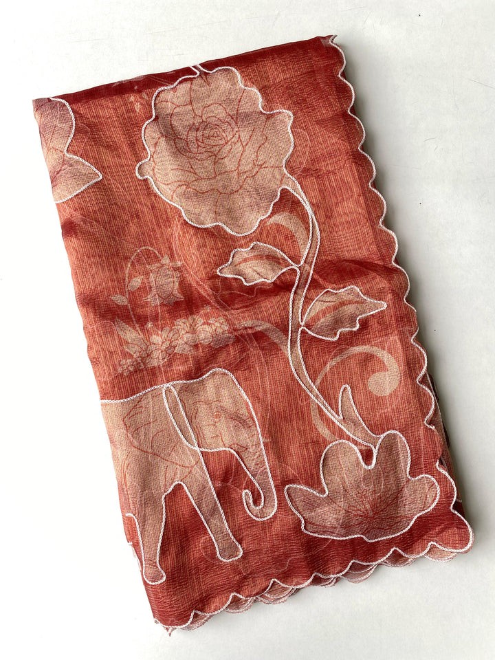 Beautiful Applique Kota Saree With Blouse