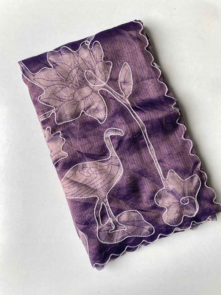 Beautiful Applique Kota Saree With Blouse