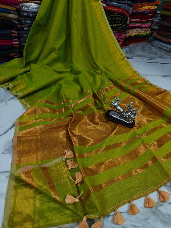Best Selling Tissue Linen Saree With Blouse
