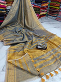 Best Selling Tissue Linen Saree With Blouse