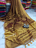 Best Selling Tissue Linen Saree With Blouse