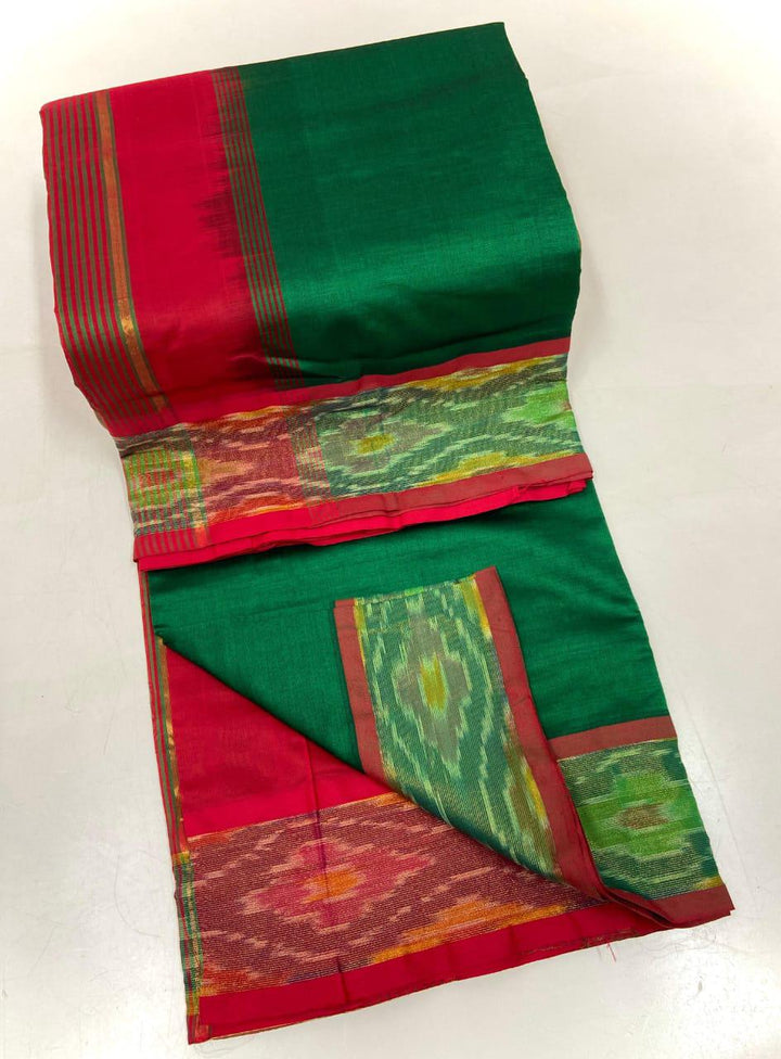 Ever Green Trending Tripura Silk Saree With Ikkat Border
