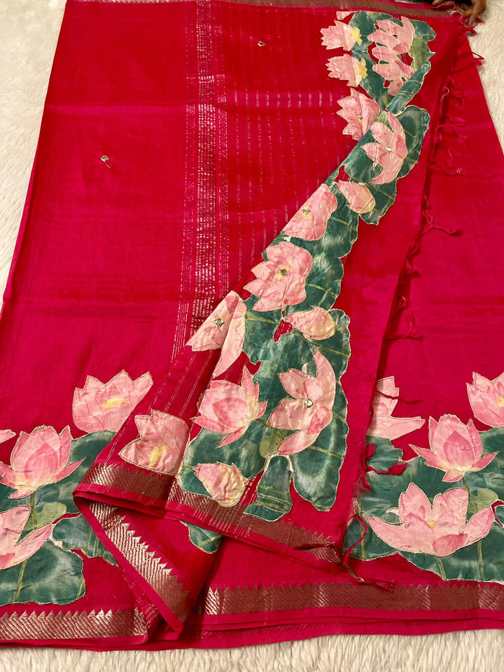 Mangalgiri Saree With Pichawi Applique Work All Over