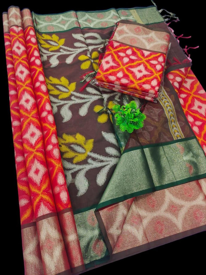 Beautiful Ikkat Sico Saree With Blouse