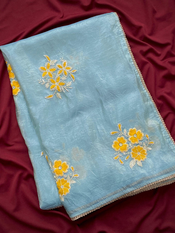 Best Tissue Silk Embroidery Saree With Blouse 