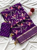 Beautiful Embroidery Crush Saree With Blouse