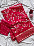 Beautiful Embroidery Crush Saree With Blouse