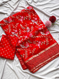 Beautiful Embroidery Crush Saree With Blouse