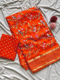 Beautiful Embroidery Crush Saree With Blouse