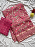 Beautiful Embroidery Crush Saree With Blouse