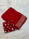 Beautiful Pure Viscose Saree With Buttas Blouse