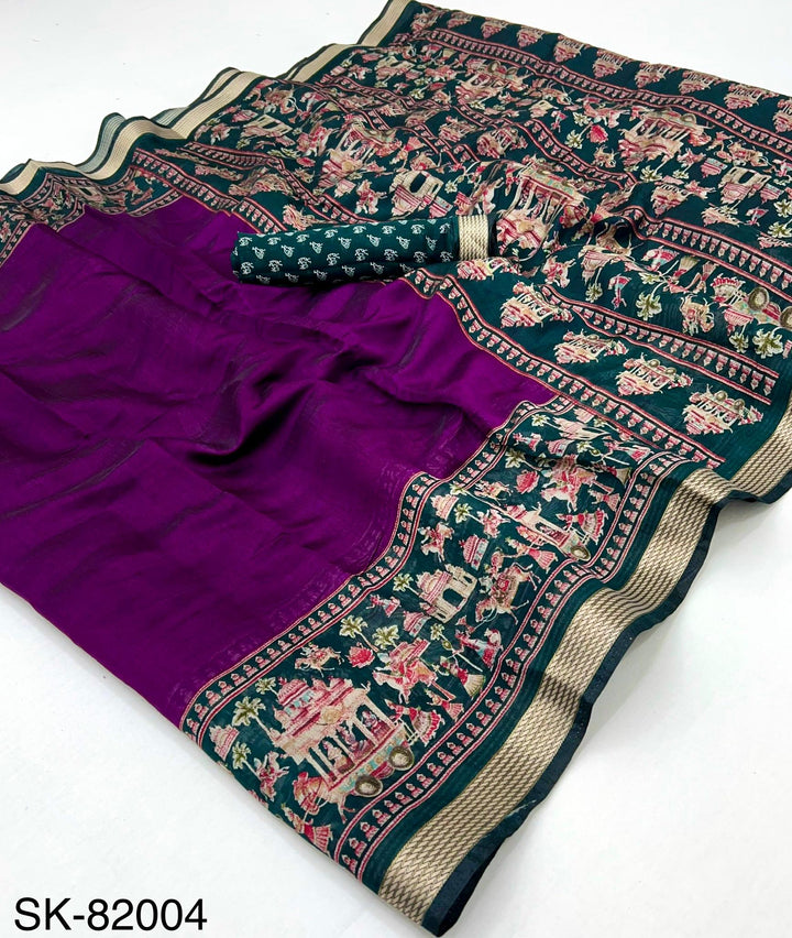 Beautiful Mangalgiri Silk Saree With Kalamkari Border