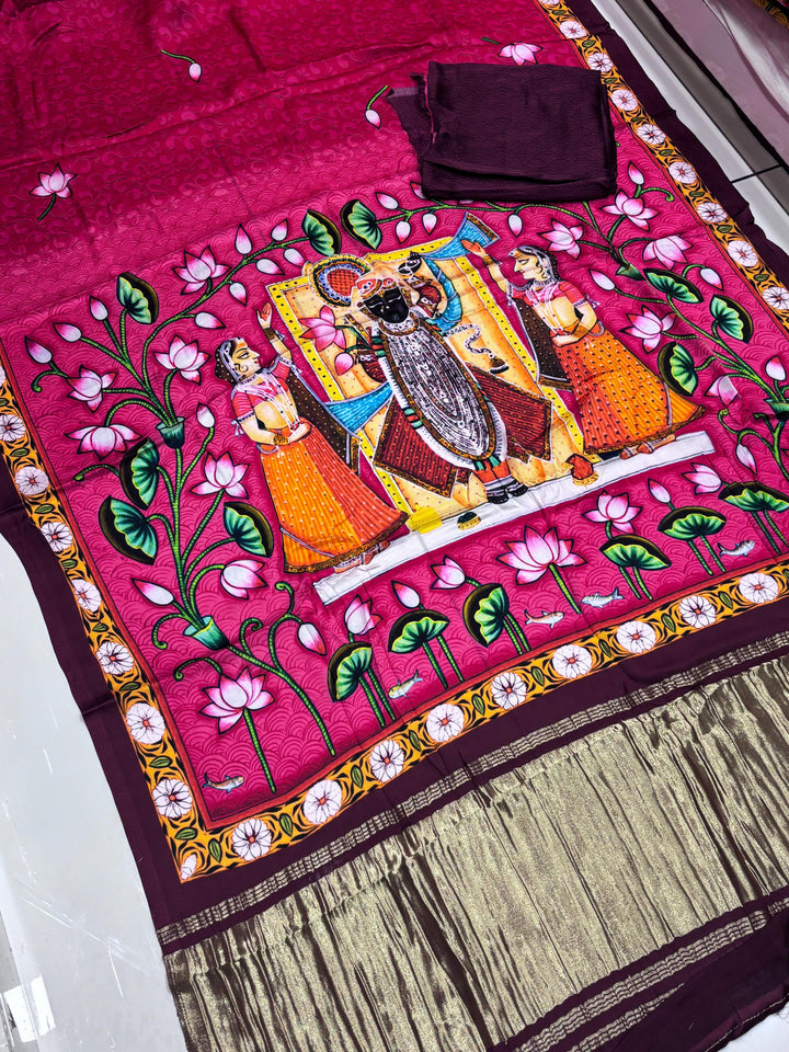 Pure Gaji Silk Saree With Zari Pallu 