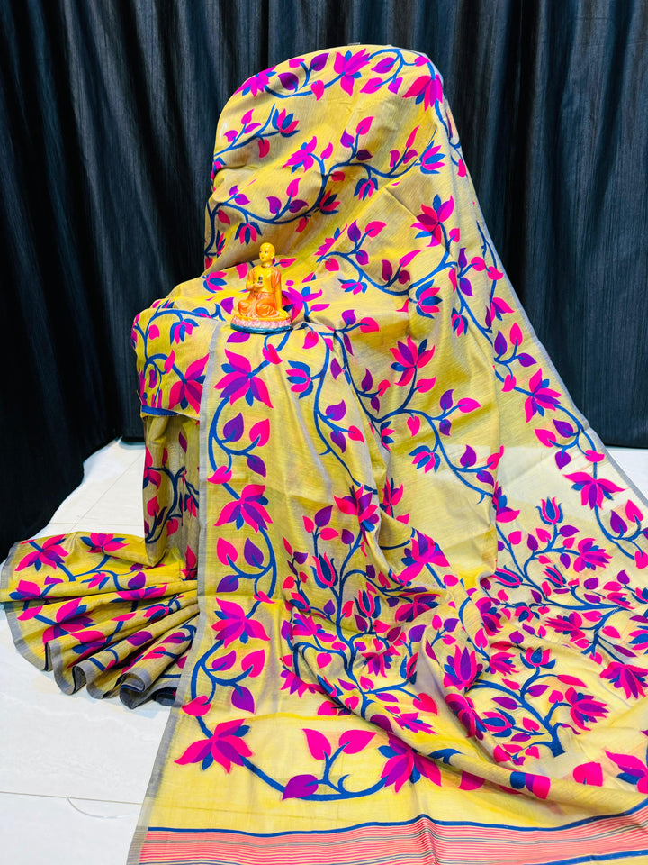 Beautiful Jamdhani Cotton Silk Saree 