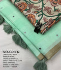 Beautiful Linen With Mirror Work With Kalamkari Blouse