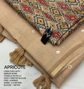 Beautiful Linen With Mirror Work With Kalamkari Blouse