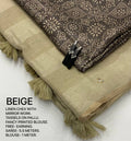 Beautiful Linen With Mirror Work With Kalamkari Blouse