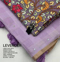 Beautiful Linen With Mirror Work With Kalamkari Blouse