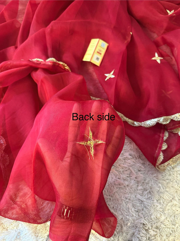 Pure Kora Silk Banarse Saree With Handwork