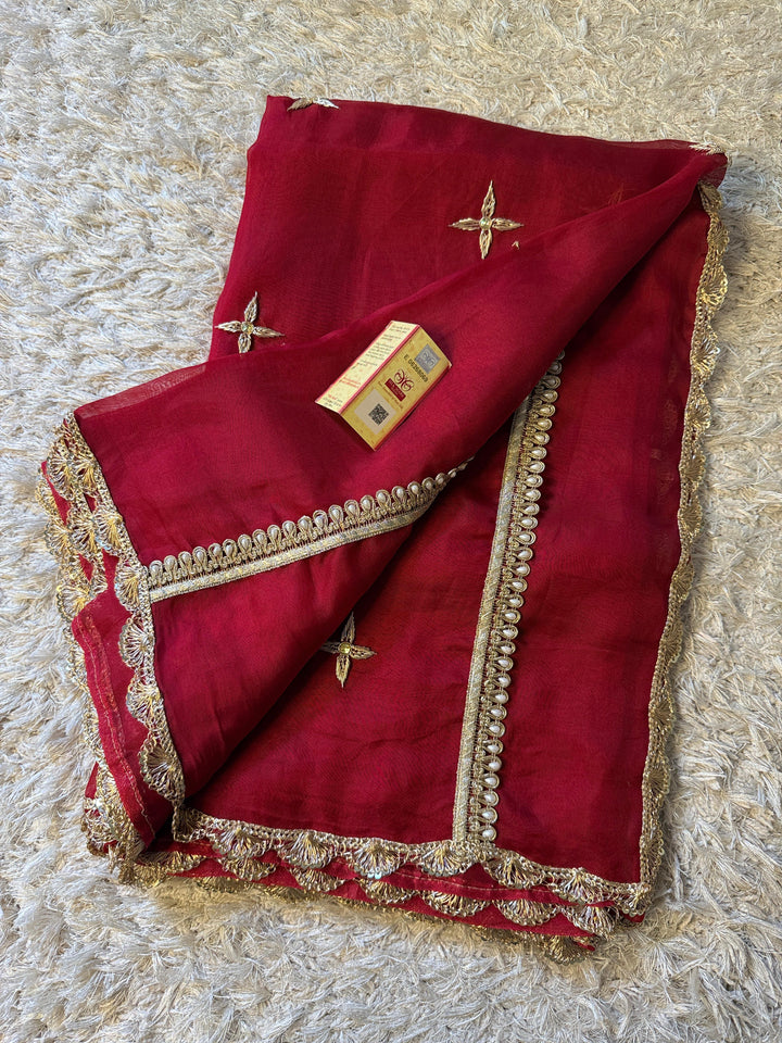 Pure Kora Silk Banarse Saree With Handwork