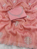Beautiful Crush Embroidery Saree With Blouse