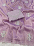 Beautiful Crush Embroidery Saree With Blouse