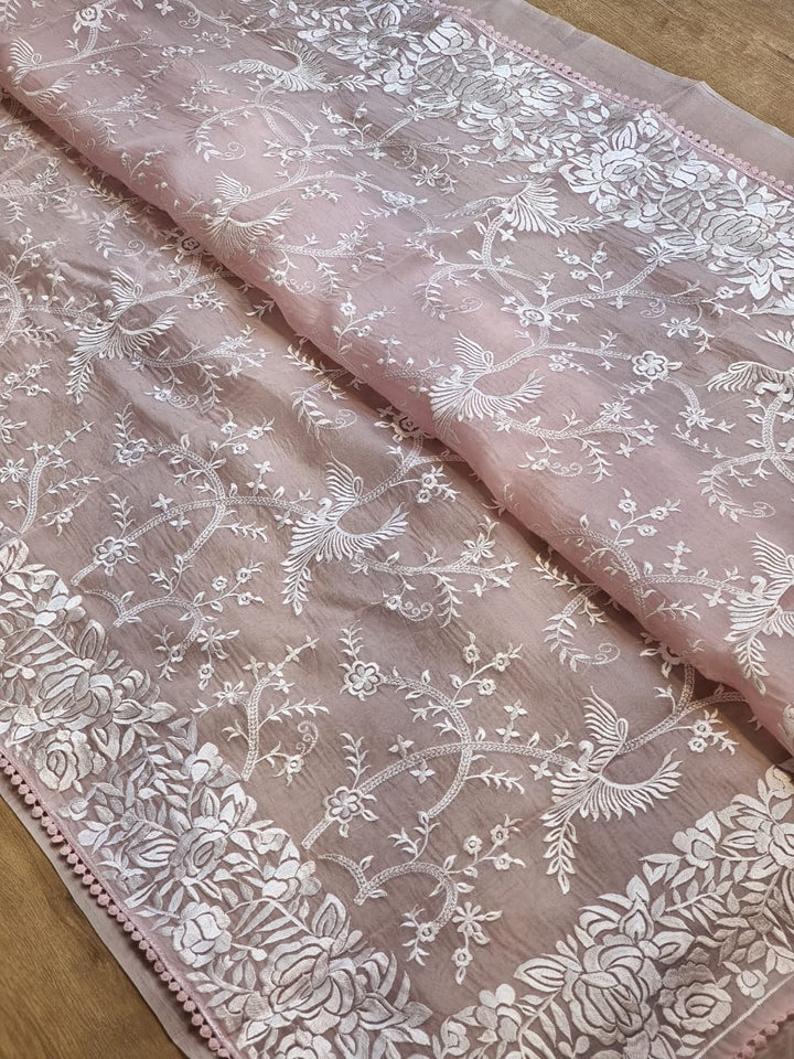 Beautiful Pure Organza Embroidery Silk Saree