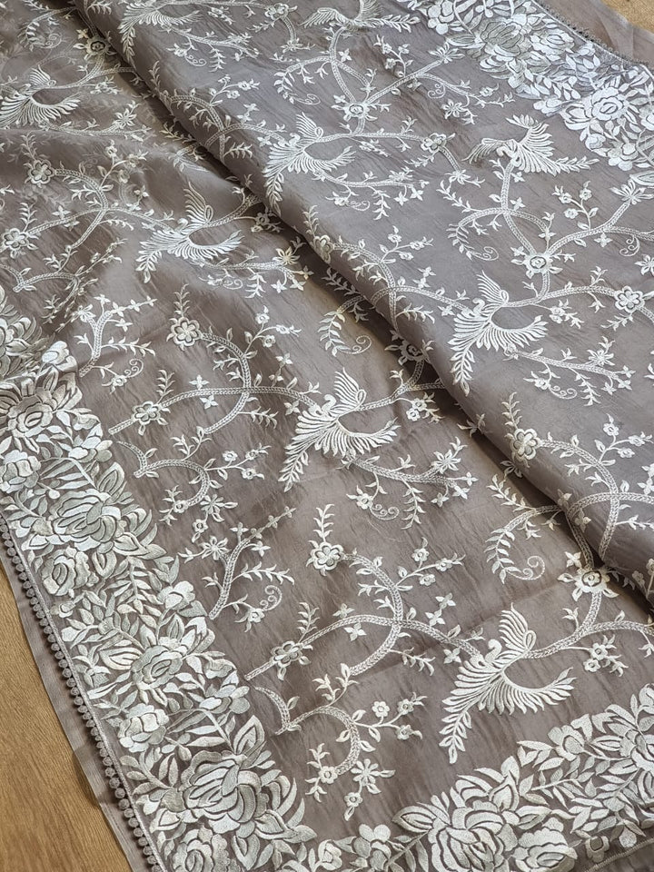 Beautiful Pure Organza Embroidery Silk Saree