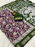 Beautiful kalamkari Mul Cotton Silk Saree With Blouse
