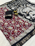 Beautiful kalamkari Mul Cotton Silk Saree With Blouse