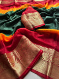 Beautiful Matka Silk Multicoloured Saree With Zari Weaving Border