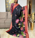 Beautiful Pichwai Black Semi Tussar Silk Saree