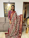 Beautiful Patola Silk Saree With Maroon Border