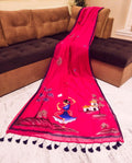 Beautiful Pure Mul Mul Cotton Handpainted Saree With Blouse