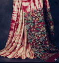 Beautiful Dye + Tie Pure Tussar + Kalamkari Shibori Saree