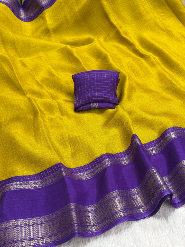 Beautiful Mysore Crepe Silk Checks Saree