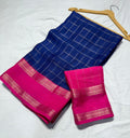 Beautiful Mysore Crepe Silk Checks Saree