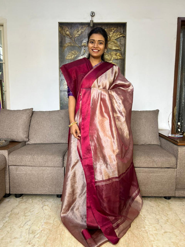 Sale !! Beautiful Soft Tissue Saree With Satin Border