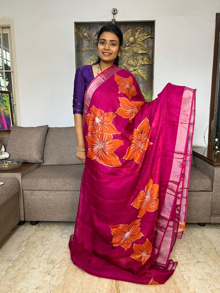 Beautiful Floral Organza Saree With Blouse