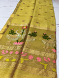 Beautiful Pure Silk Jamdhani Saree With Swam Design Handloom