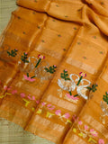 Beautiful Pure Silk Jamdhani Saree With Swam Design Handloom